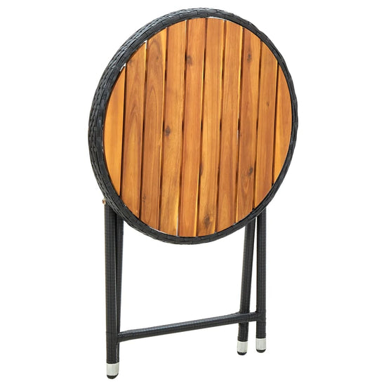Salontafel 60 cm poly rattan en massief acaciahout zwart MeubelReus