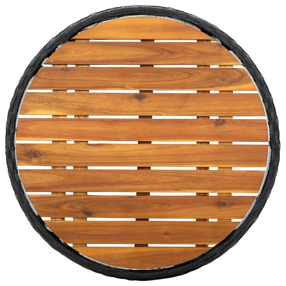 Salontafel 60 cm poly rattan en massief acaciahout zwart MeubelReus