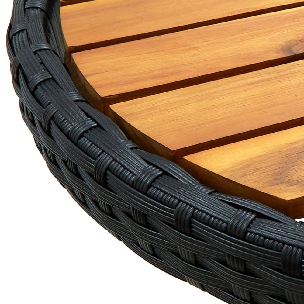 Salontafel 60 cm poly rattan en massief acaciahout zwart MeubelReus