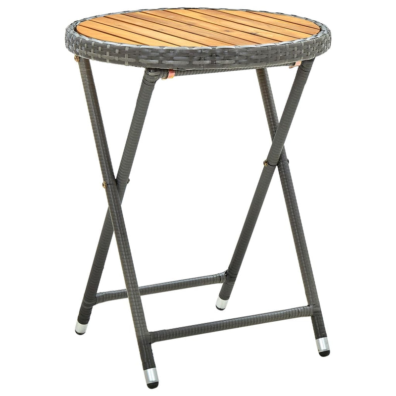 Tafeltje 60 cm poly rattan en massief acaciahout grijs MeubelReus