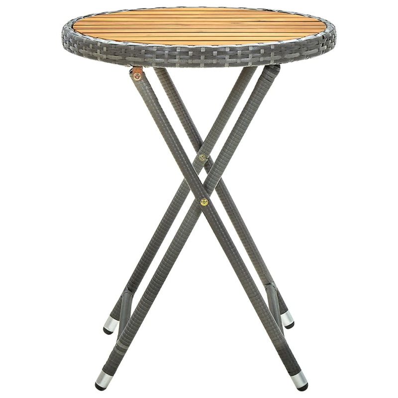 Tafeltje 60 cm poly rattan en massief acaciahout grijs MeubelReus
