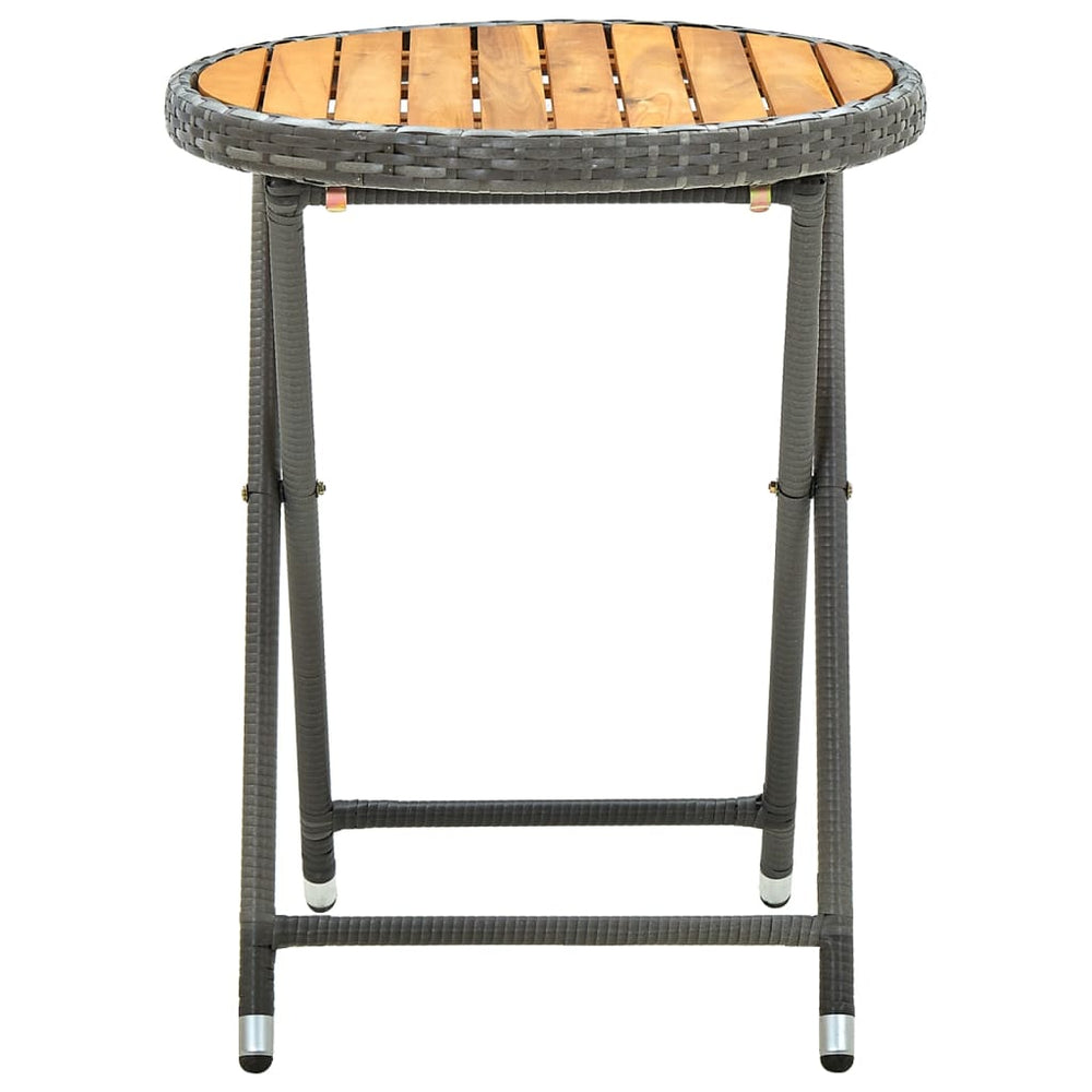 Tafeltje 60 cm poly rattan en massief acaciahout grijs MeubelReus