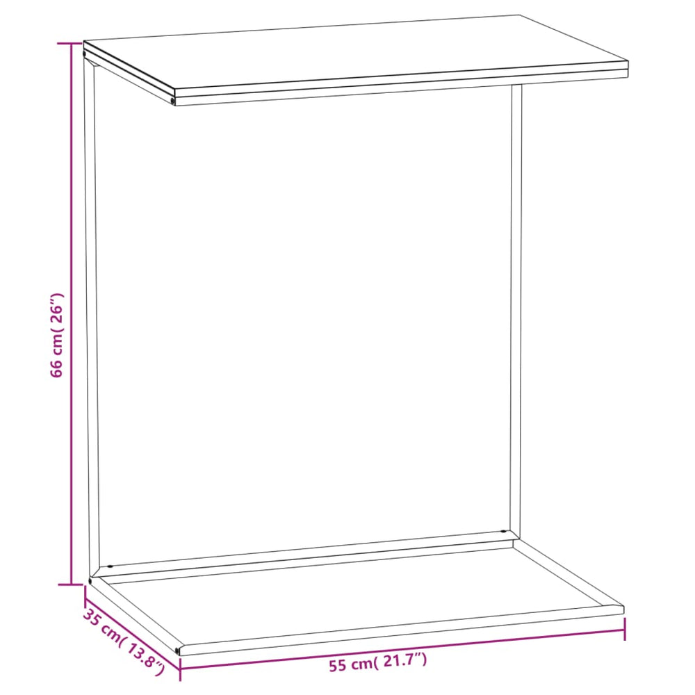 Bijzettafel 55x35x66 cm bewerkt hout zwart MeubelReus