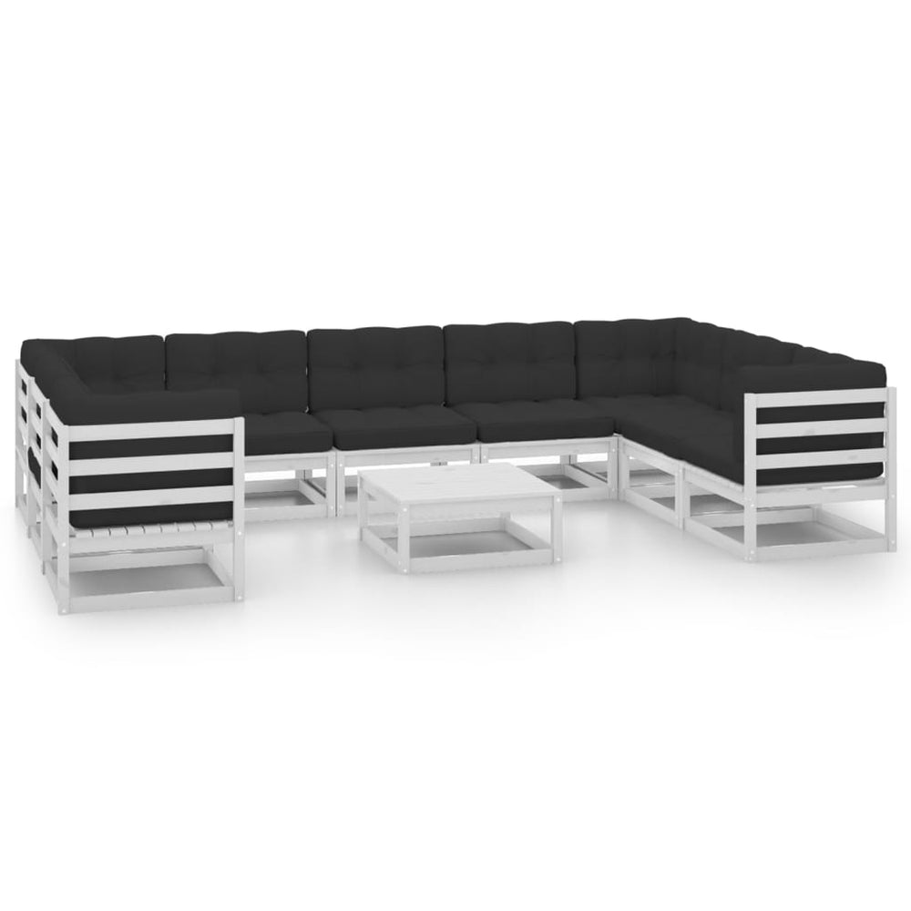 10-delige Loungeset met kussens massief grenenhout wit MeubelReus