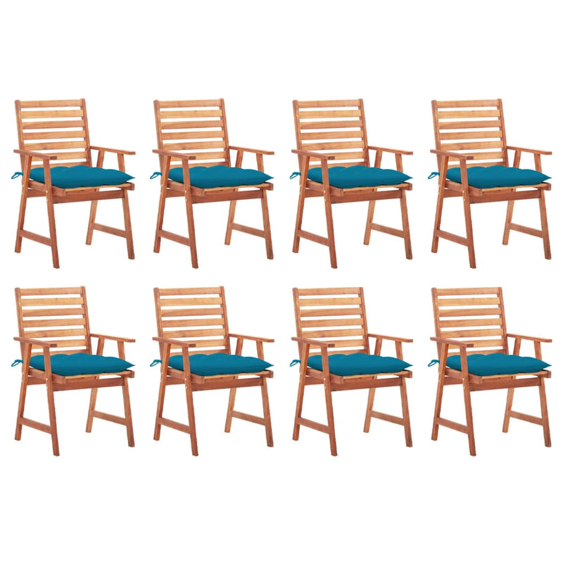 Tuinstoelen 8 st met kussens massief acaciahout MeubelReus