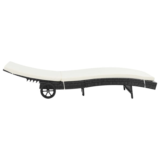 Ligbedden 2 st met wielen en kussens poly rattan zwart MeubelReus
