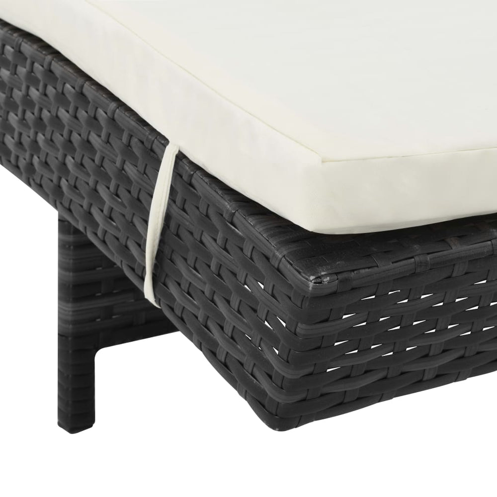 Ligbedden 2 st met wielen en kussens poly rattan zwart MeubelReus
