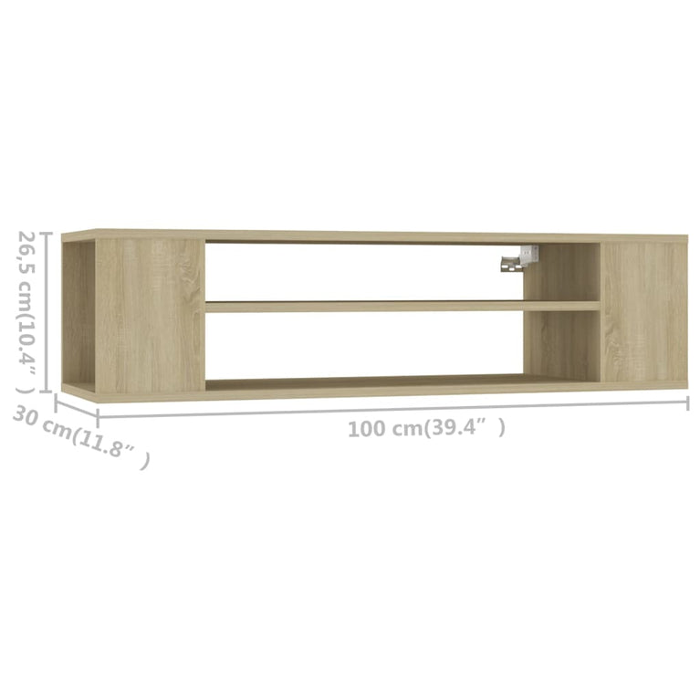 Tv-hangmeubel 100x30x26,5 cm spaanplaat sonoma eikenkleurig