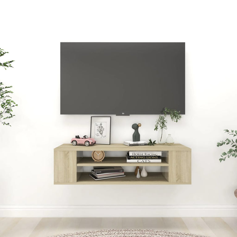 Tv-hangmeubel 100x30x26,5 cm spaanplaat sonoma eikenkleurig