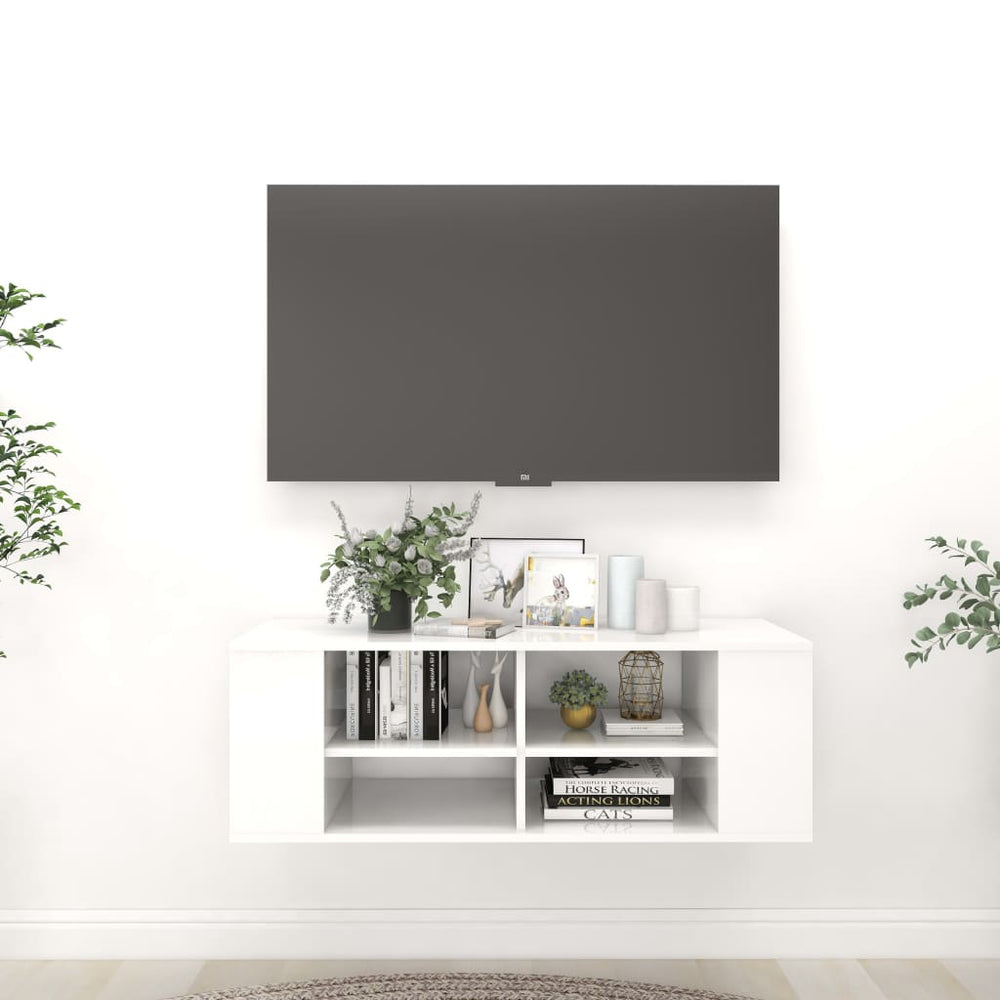 Tv-wandmeubel 102x35x35 cm spaanplaat hoogglans wit MeubelReus