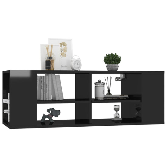 Tv-wandmeubel 102x35x35 cm spaanplaat hoogglans zwart MeubelReus