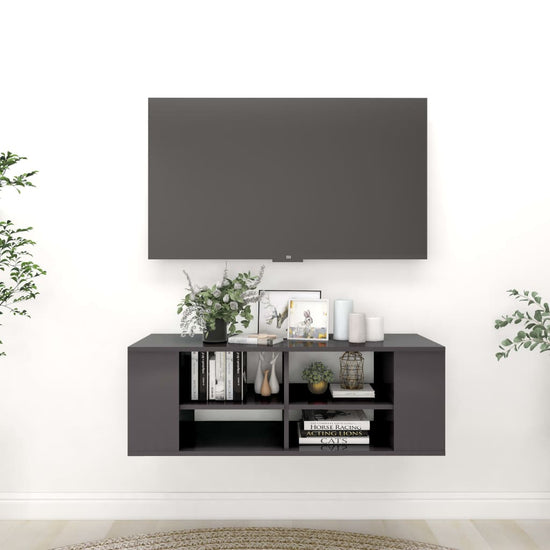 Tv-wandmeubel 102x35x35 cm spaanplaat hoogglans grijs MeubelReus