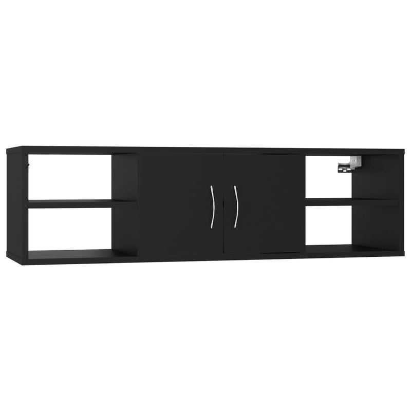 Wandschap 102x30x29 cm spaanplaat zwart