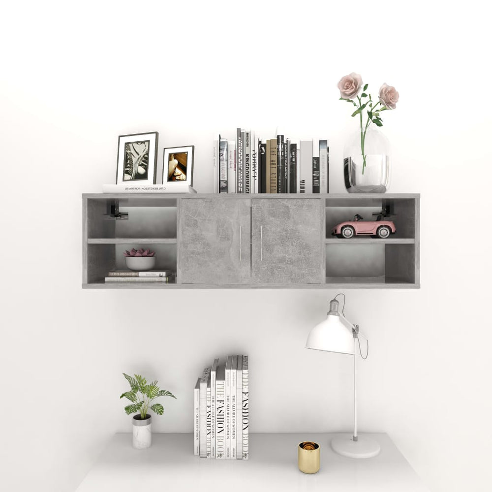 Wandschap 102x30x29 cm spaanplaat betongrijs MeubelReus