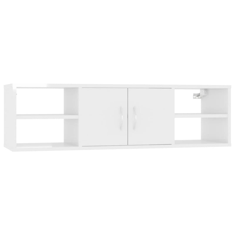 Wandschap 102x30x29 cm spaanplaat hoogglans wit