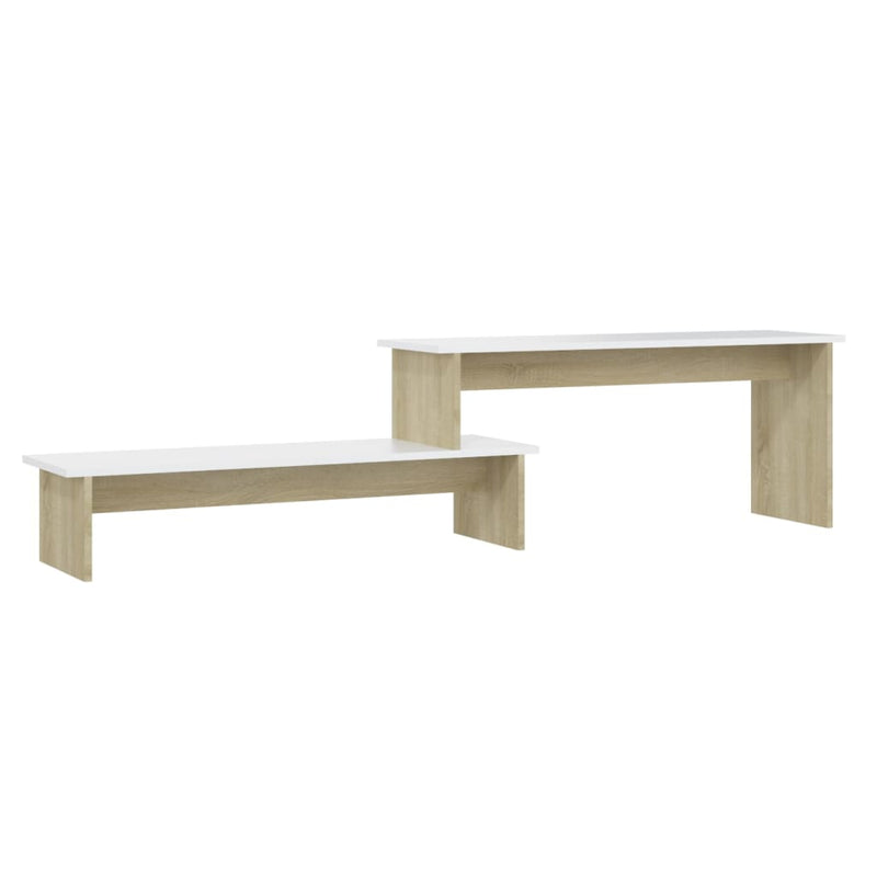 Tv-meubel 180x30x43 cm spaanplaat sonoma eikenkleurig en wit