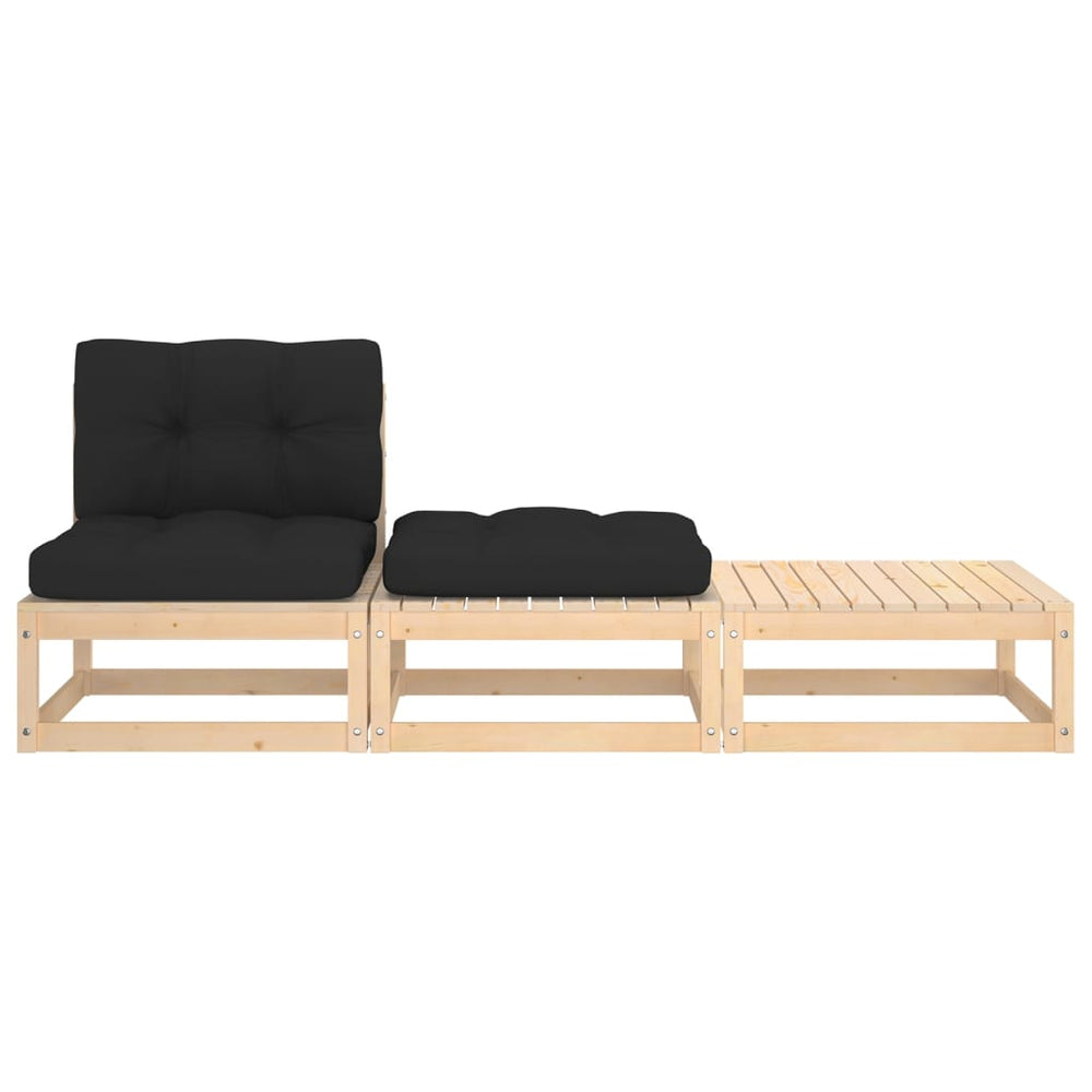 3-delige Loungeset met kussens massief grenenhout MeubelReus