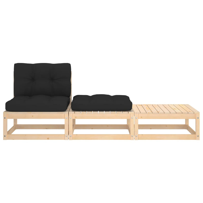 3-delige Loungeset met kussens massief grenenhout MeubelReus