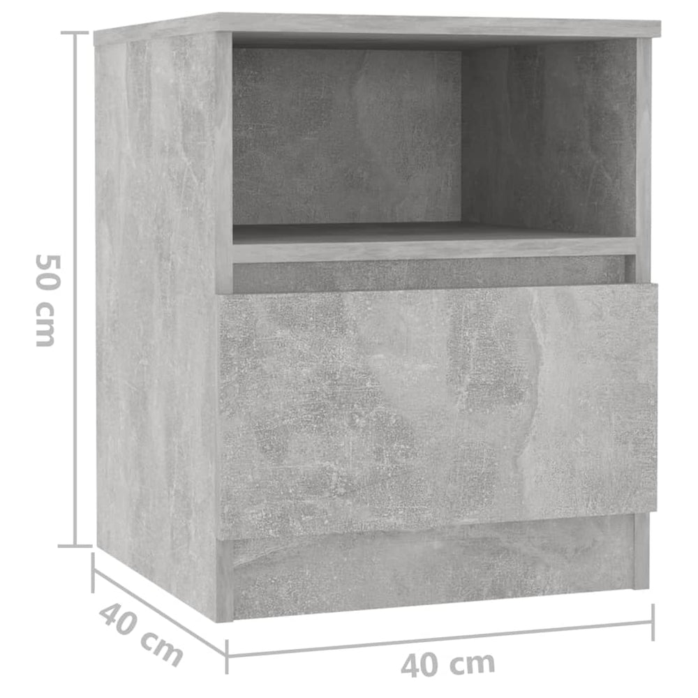 Nachtkastjes 2 st 40x40x50 cm spaanplaat betongrijs MeubelReus