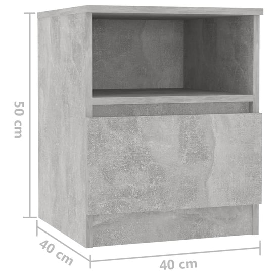 Nachtkastjes 2 st 40x40x50 cm spaanplaat betongrijs MeubelReus