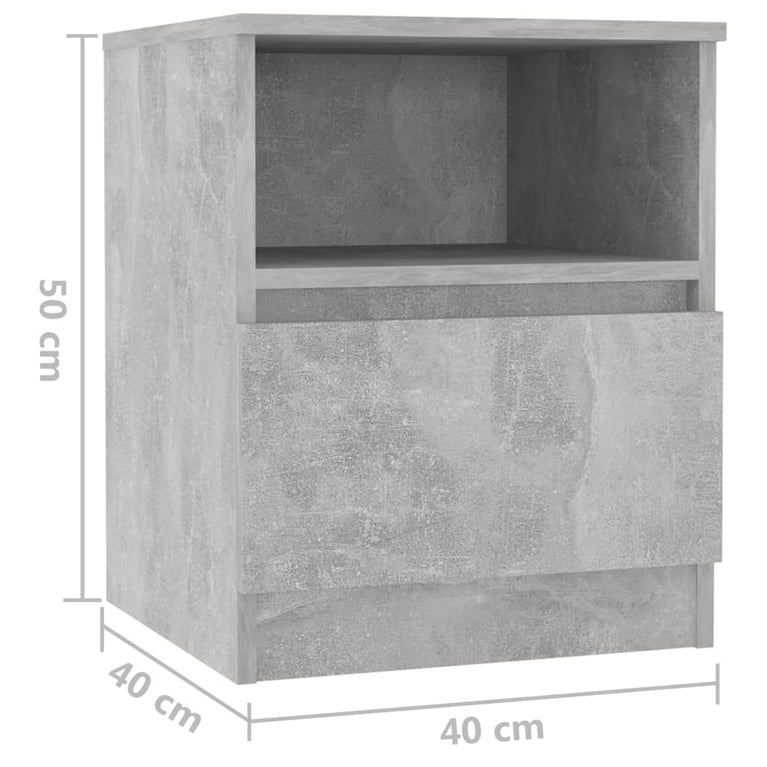 Nachtkastjes 2 st 40x40x50 cm spaanplaat betongrijs MeubelReus