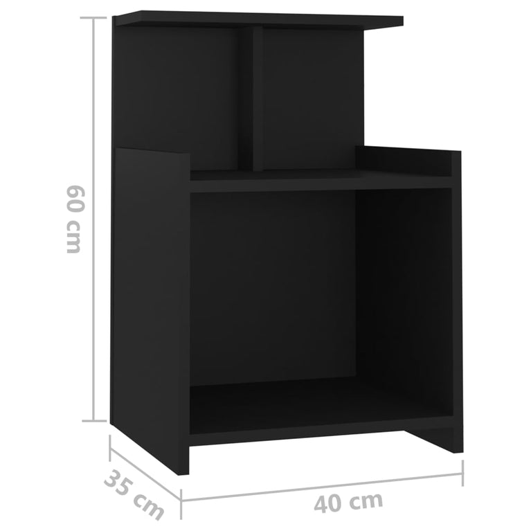 Nachtkastjes 2 st 40x35x60 cm spaanplaat zwart MeubelReus