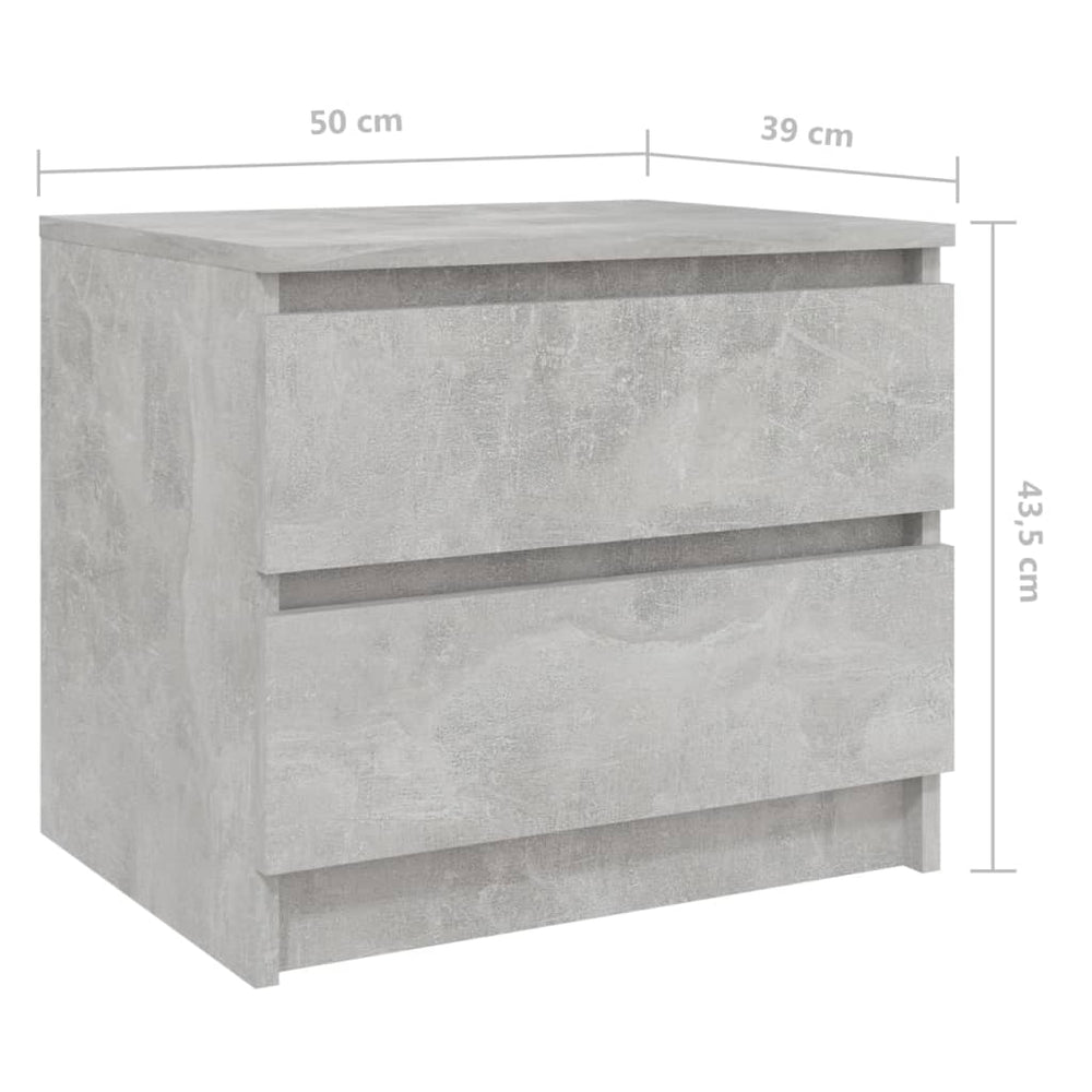 Nachtkastjes 2 st 50x39x43,5 cm spaanplaat betongrijs MeubelReus