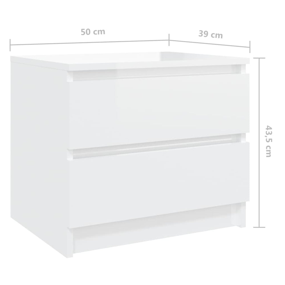 Nachtkastjes 2 st 50x39x43,5 cm spaanplaat hoogglans wit MeubelReus