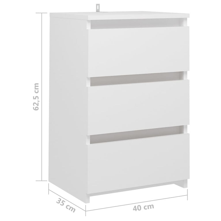 Nachtkastjes 2 st 40x35x62,5 cm spaanplaat wit MeubelReus