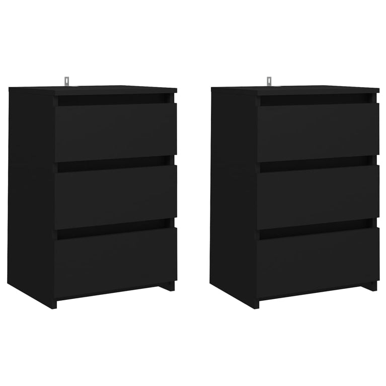 Nachtkastjes 2 st 40x35x62,5 cm spaanplaat zwart