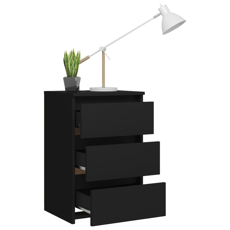 Nachtkastjes 2 st 40x35x62,5 cm spaanplaat zwart