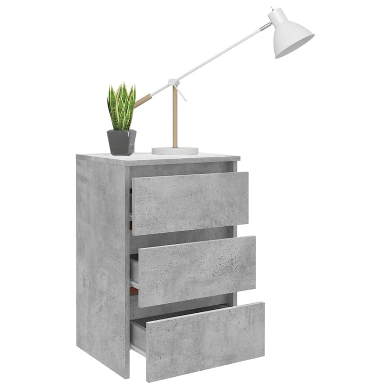 Nachtkastjes 2 st 40x35x62,5 cm spaanplaat betongrijs