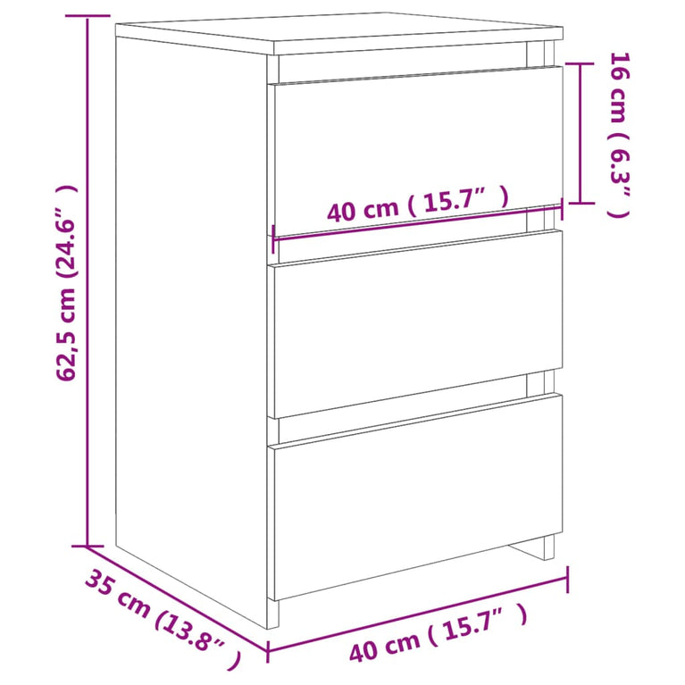 Nachtkastjes 2 st 40x35x62,5 cm spaanplaat betongrijs