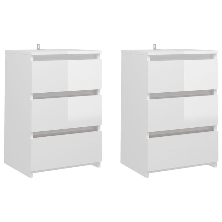 Nachtkastjes 2 st 40x35x62,5 cm spaanplaat hoogglans wit MeubelReus