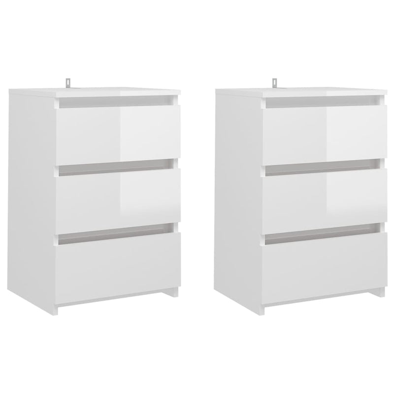Nachtkastjes 2 st 40x35x62,5 cm spaanplaat hoogglans wit MeubelReus