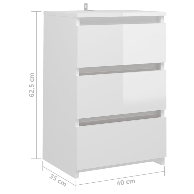Nachtkastjes 2 st 40x35x62,5 cm spaanplaat hoogglans wit MeubelReus
