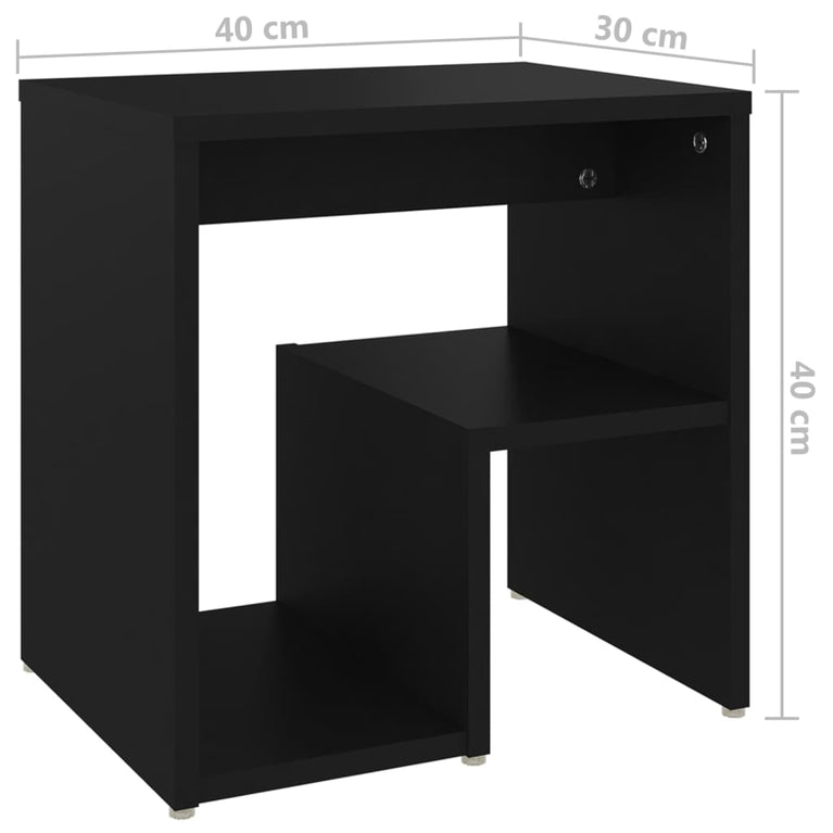 Nachtkastjes 2 st 40x30x40 cm spaanplaat zwart