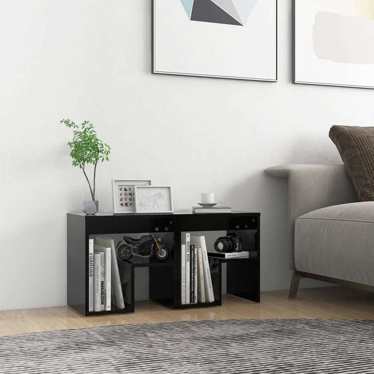 Nachtkastjes 2 st 40x30x40 cm spaanplaat zwart