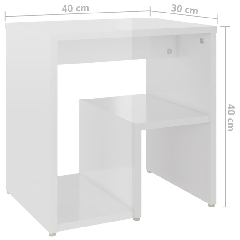 Nachtkastjes 2 st 40x30x40 cm spaanplaat hoogglans wit