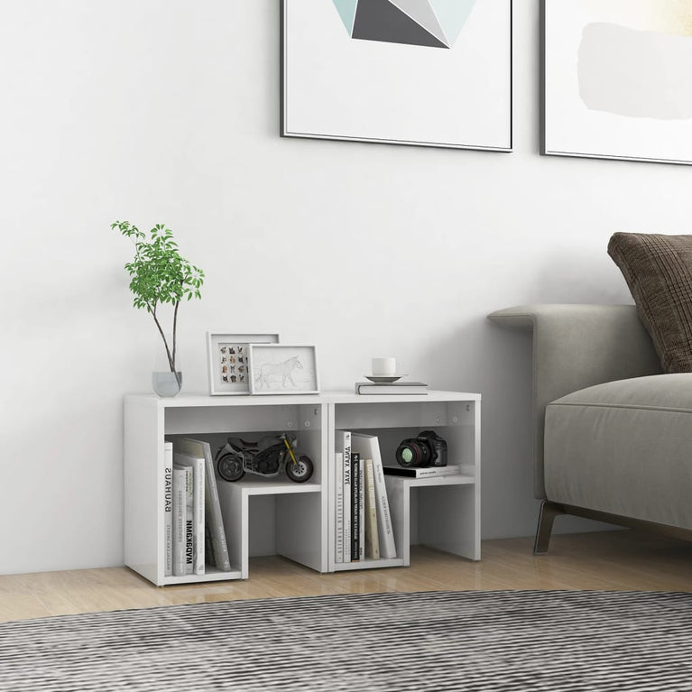 Nachtkastjes 2 st 40x30x40 cm spaanplaat hoogglans wit