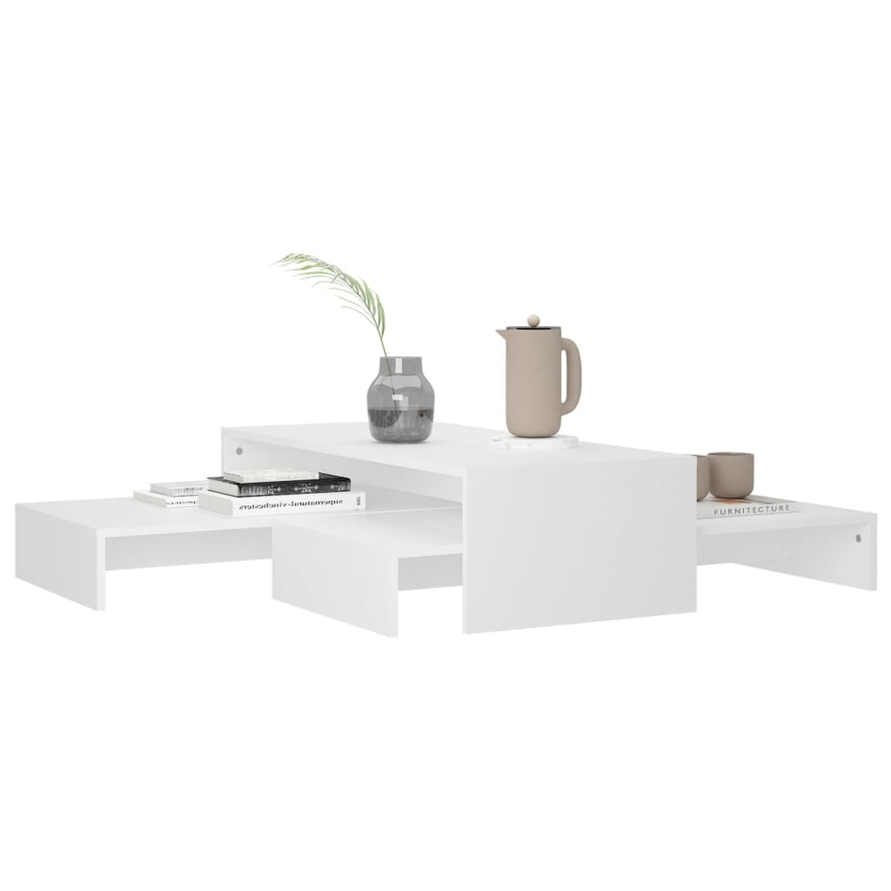 Salontafelset 100x100x26,5 cm bewerkt hout wit MeubelReus