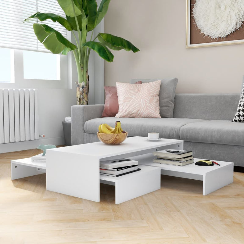 Salontafelset 100x100x26,5 cm bewerkt hout wit MeubelReus