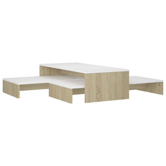 Salontafelset 100x100x26,5 cm wit en sonoma eikenkleurig MeubelReus