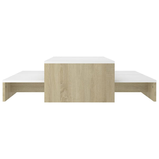 Salontafelset 100x100x26,5 cm wit en sonoma eikenkleurig MeubelReus