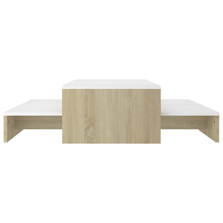 Salontafelset 100x100x26,5 cm wit en sonoma eikenkleurig MeubelReus