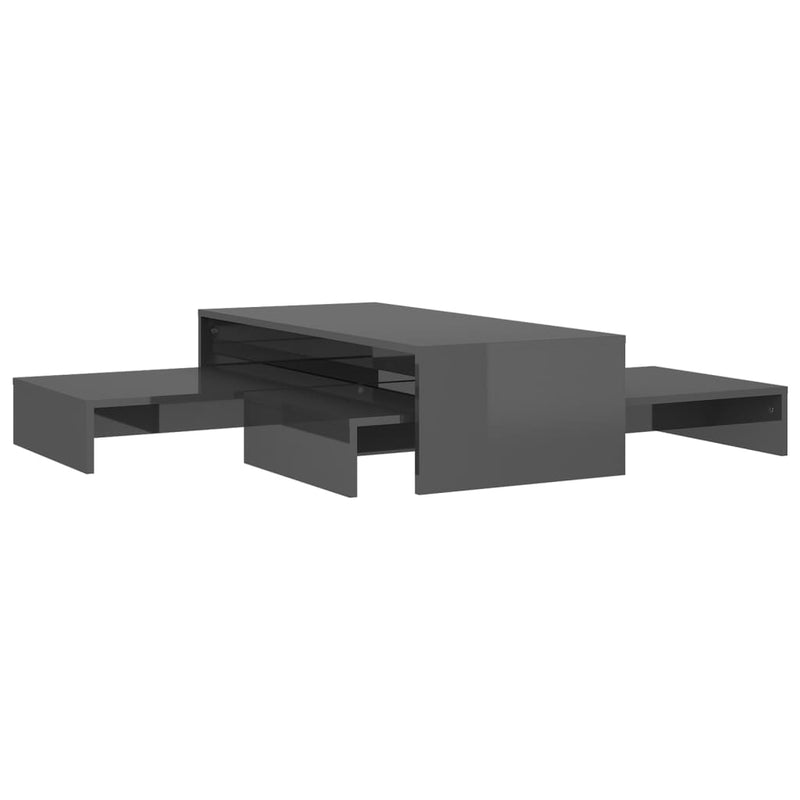 Salontafelset 100x100x26,5 cm hoogglans grijs MeubelReus