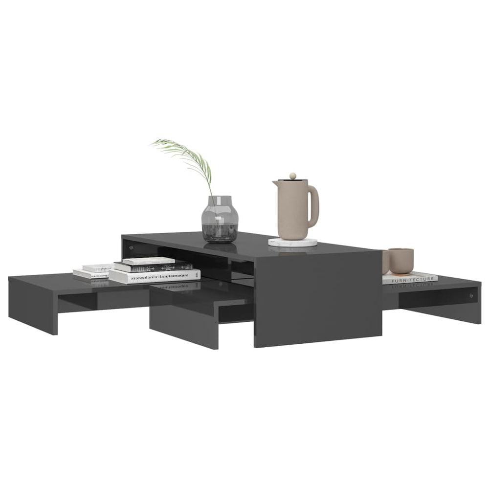Salontafelset 100x100x26,5 cm hoogglans grijs MeubelReus