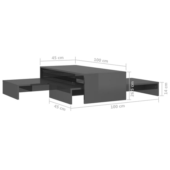 Salontafelset 100x100x26,5 cm hoogglans grijs MeubelReus