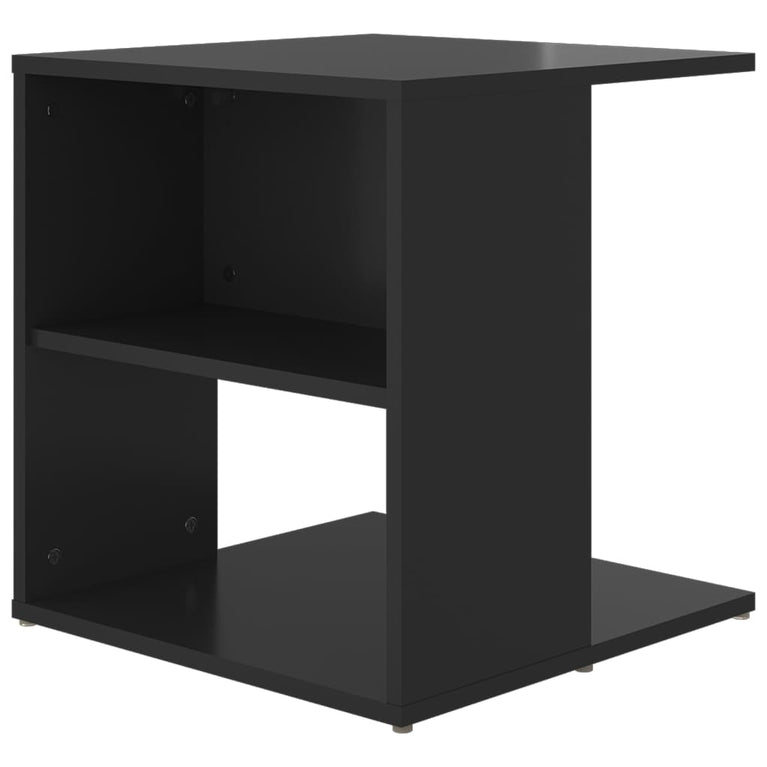 Bijzettafel 45x45x48 cm spaanplaat hoogglans zwart MeubelReus
