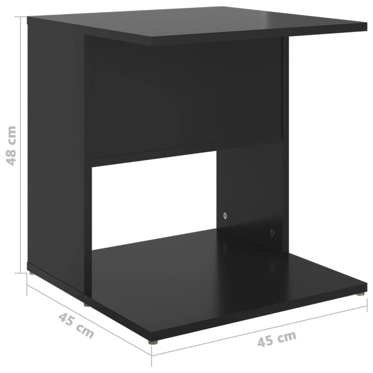 Bijzettafel 45x45x48 cm spaanplaat hoogglans zwart MeubelReus